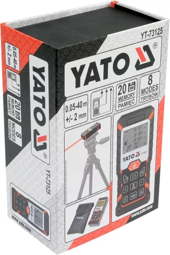 YATO Lézeres távolságmérő 0,05–40 m, ±2 mm pontossággal, IP54 védelemmel (YT-73125)