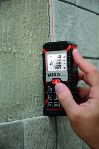 YATO Lézeres távolságmérő 0,05–40 m, ±2 mm pontossággal, IP54 védelemmel (YT-73125)