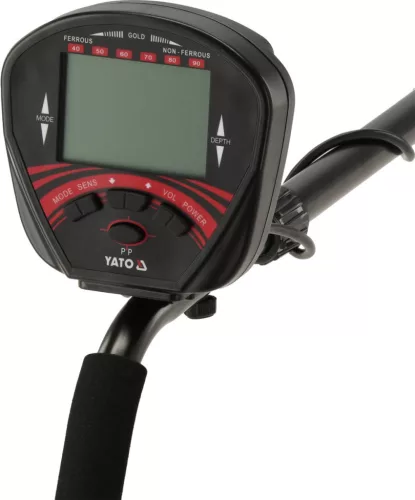 YATO Fémkereső talajhoz, 25 cm-es keresőfej, max. 22 cm érzékelési mélység, PINPOINT, 4 keresési mód (YT-73170)