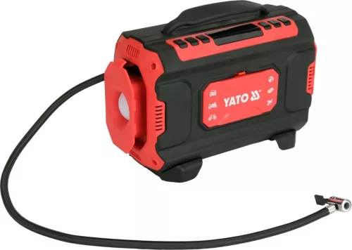 YATO Autókompresszor 4 az 1-ben, 12 V / 230 V, 150 PSI, digitális nyomásbeállítással (YT-73451)