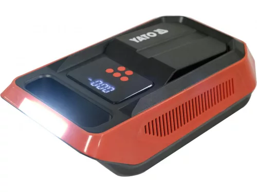 YATO Autós kompresszor 12 V, 120 W, 25 l/perc, 10 bar, LCD nyomáskijelzővel és LED lámpával (YT-73470)