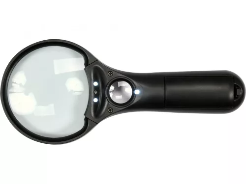 YATO Kézi nagyító LED és UV világítással, 3× / 45×, 75 és 20 mm-es lencsével (YT-73845)
