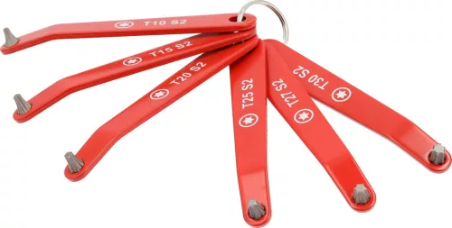 YATO Extra lapos Torx bitkészlet szűk helyekhez, 2,7 mm profil, 6 részes, T10–T30 (YT-77751)