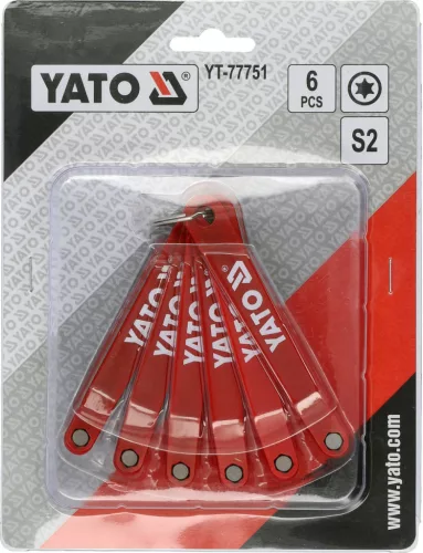 YATO Extra lapos Torx bitkészlet szűk helyekhez, 2,7 mm profil, 6 részes, T10–T30 (YT-77751)