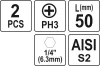 YATO 2 db 50mm 1/4 Bit PH3 (YT-77877)