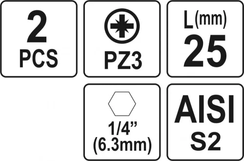 YATO Bitek 25mm 1/4 PZ3 2 db (YT-77882)