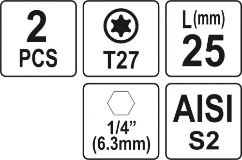 YATO Bitek torx T27 25mm 1/4 2 db (YT-77906)