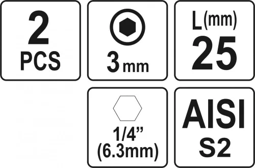 YATO Bitek 25mm imbusz 1/4 H4 2 db (YT-77921)