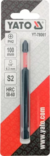 YATO Ütvecsavarozó bit, 1/4", PH2, 100 mm, 1 db (YT-78061)