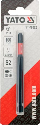 YATO Ütvecsavarozó bit, 1/4", PH3, 100 mm, 1 db (YT-78062)