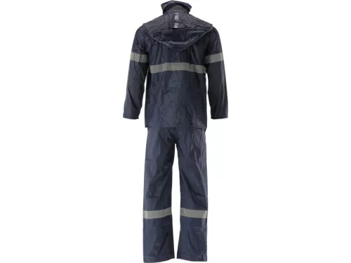 YATO Esőruha szett fényvisszaverő csíkokkal, kabát és nadrág, S méret, Navy Light (YT-79722)