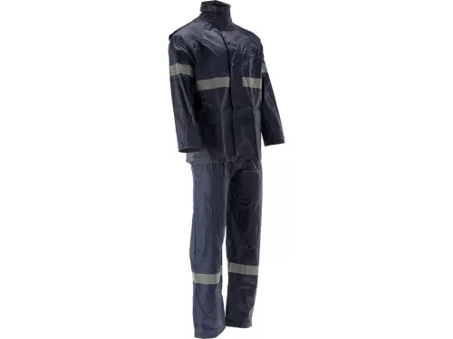 YATO Esőruha szett fényvisszaverő csíkokkal, kabát és nadrág, XXXL méret, Navy Light (YT-79727)