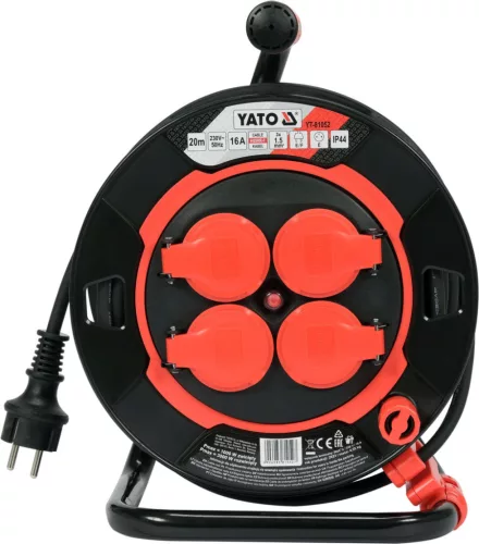 YATO Kábeldob 20 m, 4 aljzattal, 3G1,5 mm² H05RR-F vezetékkel  (YT-81052)