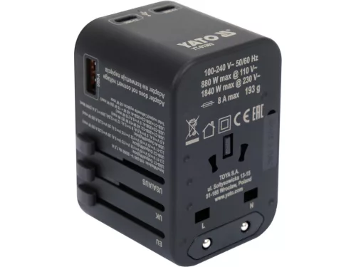 YATO UTAZÓ ADAPTER ÉS TÖLTŐ 65W (YT-81303)