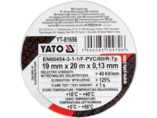 YATO SZIGETELŐSZALAG 19MMx20Mx0,13MM FEHÉR (YT-81656)