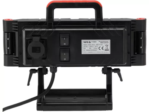 YATO LED munkalámpa 3 állítható reflektorral, 80 W, 8800 lm, beépített 230 V-os aljzattal, IP54 (YT-818070)