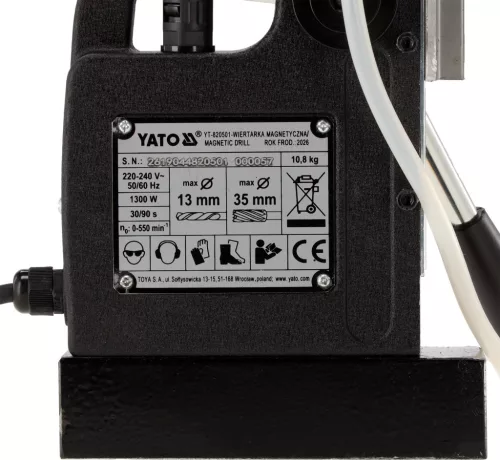 YATO Mágnestalpas fúrógép menetfúró funkcióval, 1300 W, Ø35 mm, 11 500 N (YT-820501)
