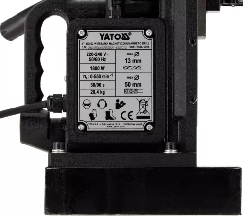 YATO Mágnestalpas fúrógép menetfúró funkcióval, 1800 W, Ø50 mm, 13 800 N (YT-820502)