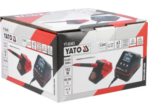 YATO C245 forrasztóállomás 190 W, LCD kijelzővel, gyors felfűtéssel és hőfokszabályzással (YT-82463)