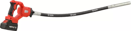 YATO Akkus betonvibrátor 18 V, 28 mm-es fejjel, 1,2 m-es hajlékony tengellyel, 4 Ah akkumulátorral (YT-826023)