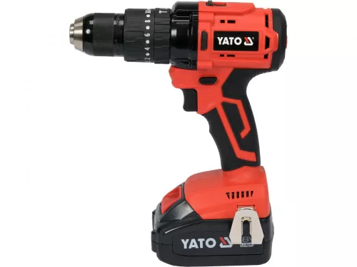 YATO AKKUMULÁTOROS ÜTVEFÚRÓ-CSAVAROZÓ 18 V SZÉNKEFE NÉLKÜLI MOTOR (1 X 3,0 AH AKKU + TÖLTŐ) (YT-82790)