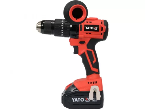 YATO AKKUMULÁTOROS ÜTVEFÚRÓ-CSAVAROZÓ 18 V SZÉNKEFE NÉLKÜLI MOTOR (1 X 3,0 AH AKKU + TÖLTŐ) (YT-82790)