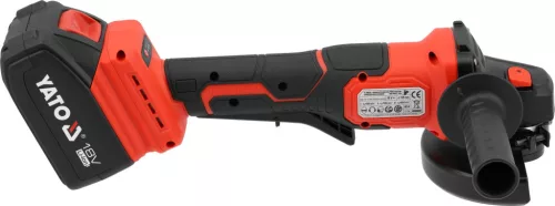 YATO Akkus sarokcsiszoló szénkefementes motorral, 18 V, 125 mm, 2×4,0 Ah akkumulátorral és kofferrel (YT-828255)