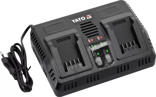 YATO Dupla akkumulátortöltő 18 V, 2 × 2,4 A, YATO 18 V rendszerhez (YT-828499)
