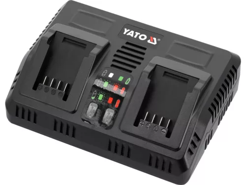 YATO Akkumulátortöltő két akkumulátorhoz, 18 V, 2 × 4,5 A, intelligens, YATO 18 V rendszerhez (YT-828501)