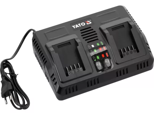 YATO Akkumulátortöltő két akkumulátorhoz, 18 V, 2 × 4,5 A, intelligens, YATO 18 V rendszerhez (YT-828501)