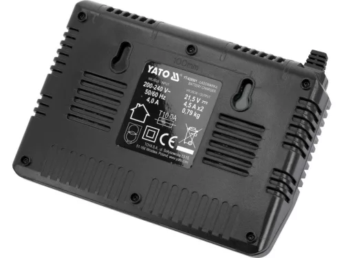 YATO Akkumulátortöltő két akkumulátorhoz, 18 V, 2 × 4,5 A, intelligens, YATO 18 V rendszerhez (YT-828501)
