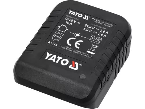 YATO Szerszámgép-akkumulátortöltő autós 12–28 V-ról, 18 V, 2 A, USB (YT-828503)