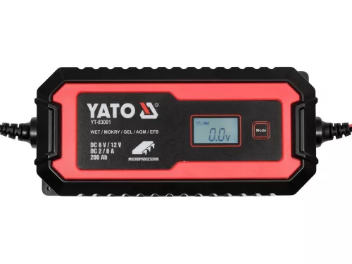 YATO akkumulátor töltő kijelzővel 6V/2A, 12V/8A (YT-83001)