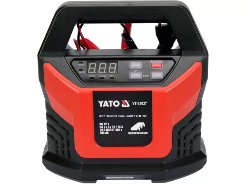 YATO Akkumulátortöltő 12 V, 2–15 A, 20 A BOOST funkcióval, 2–300 Ah (YT-83037)