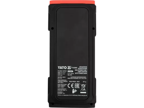 YATO Autós bikázó és power bank 12 V, 16 000 mAh, max. 1000 A csúcsáram, vezeték nélküli töltéssel (YT-83085)