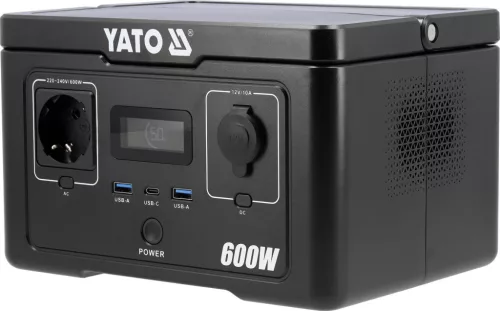 YATO Hordozható áramforrás LiFePO4 akkumulátorral, 600 W, 256 Wh, EPS funkcióval (YT-83087)