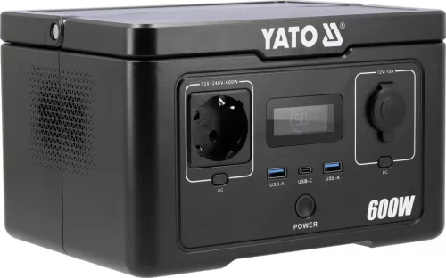 YATO Hordozható áramforrás LiFePO4 akkumulátorral, 600 W, 256 Wh, EPS funkcióval (YT-83087)