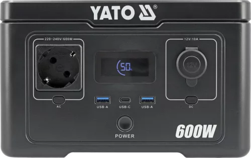 YATO Hordozható áramforrás LiFePO4 akkumulátorral, 600 W, 256 Wh, EPS funkcióval (YT-83087)