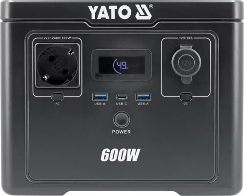 YATO Hordozható áramforrás LiFePO4 akkumulátorral, 600 W, 512 Wh, EPS funkcióval (YT-83088)