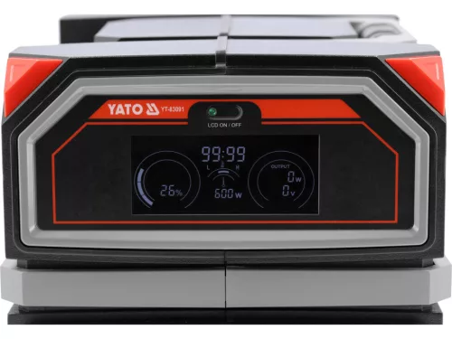 YATO Energiaállomás 600 W, 504 Wh, tiszta szinuszos inverterrel és USB-C PD gyorstöltéssel (YT-83091)