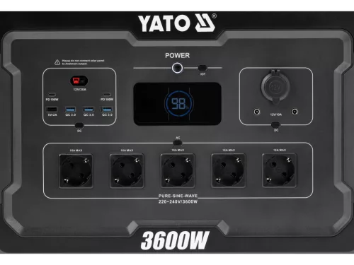 YATO Energiaállomás 3600 W, 3072 Wh, LiFePO4 akkumulátorral és EPS funkcióval (YT-83096)