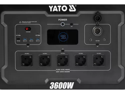 YATO Energiaállomás 3600 W, 3072 Wh, LiFePO4 akkumulátorral és EPS funkcióval (YT-83096)
