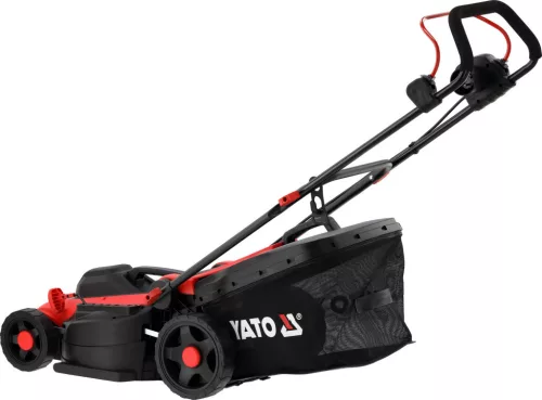 YATO Elektromos fűnyíró szíjhajtással, 1800 W, 400 mm vágásszélesség, 40 literes fűgyűjtővel (YT-851992)