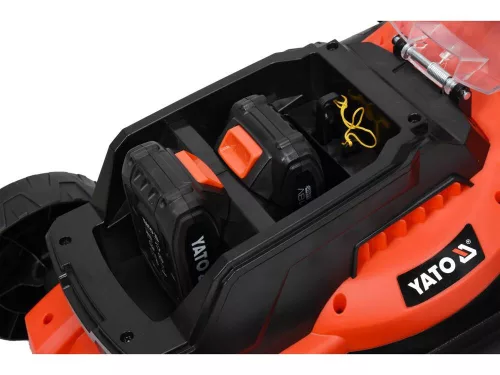 YATO Akkumulátoros Fűnyíró szett – 36V (2x18V), 34 cm vágásszélesség, 2x2Ah akkuval és gyorstöltővel (YT-85220)