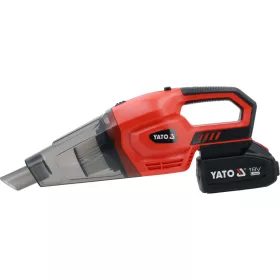   YATO Akkumulátoros kézi porszívó – 18V, 9 kPa, 150W, 4Ah akkuval és tartozékokkal (YT-85682)