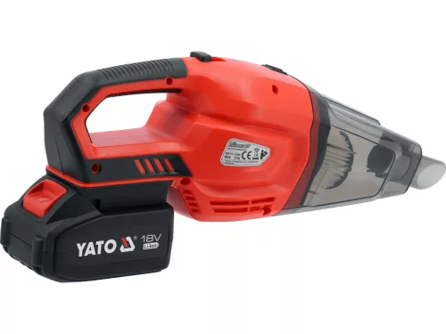 YATO Akkumulátoros kézi porszívó – 18V, 9 kPa, 150W, 4Ah akkuval és tartozékokkal (YT-85682)