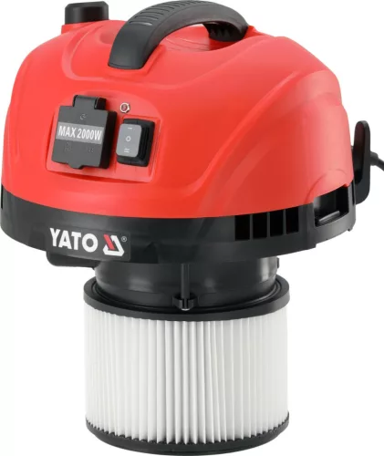 YATO Ipari porszívó száraz-nedves porszívózáshoz, szűrőrázóval és gépcsatlakozóval, 1400 W, 20 liter, 17 kPa (YT-85719)