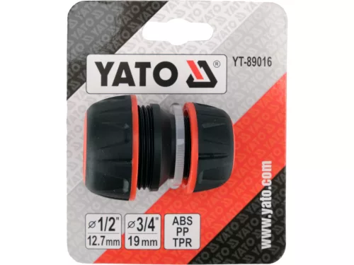YATO Tömlőjavító toldó 1/2”–3/4” locsolótömlőhöz, univerzális ABS-PP-TPR kivitel (YT-89016)
