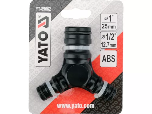 YATO Háromágú tömlőelosztó 1” bemenettel és 2×1/2” kimenettel, nagy átfolyású ABS kivitel (YT-89062)