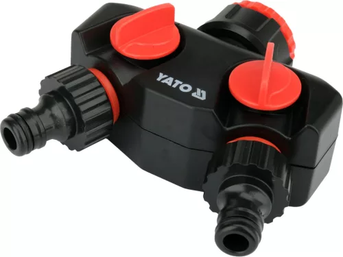 YATO  Kétágú csapelosztó 3/4”–1”, két tömlőcsatlakozáshoz, locsoló tömlőhöz (YT-89100)
